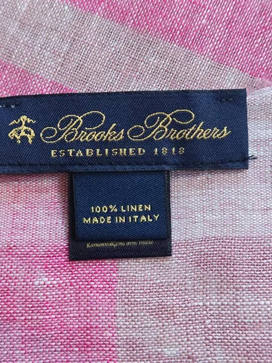 NWOT Brooks Brothers Linen Striped Scarf Pink, White & Blue - Picture 2 of 8